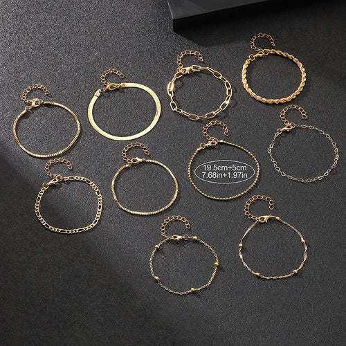 Layered Snake Chain Bracelet Set – Gold & Silver