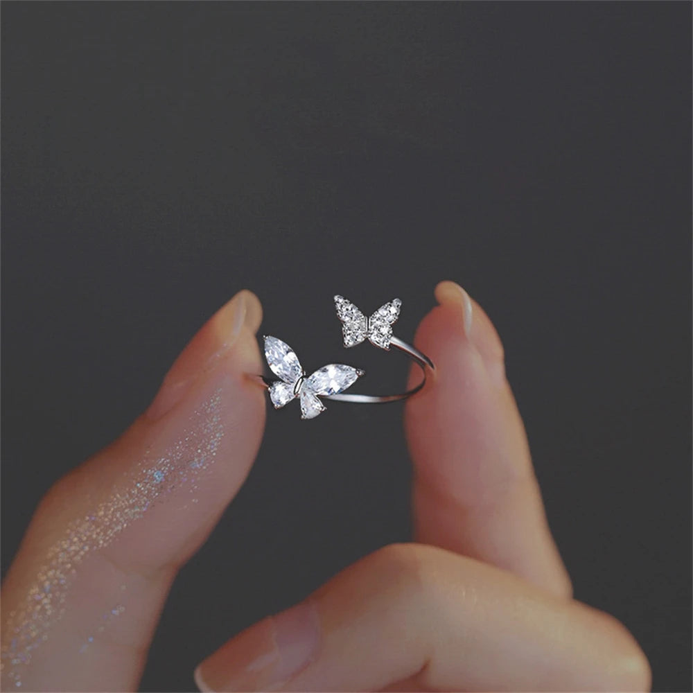 Open Butterfly Ring – Adjustable Silver