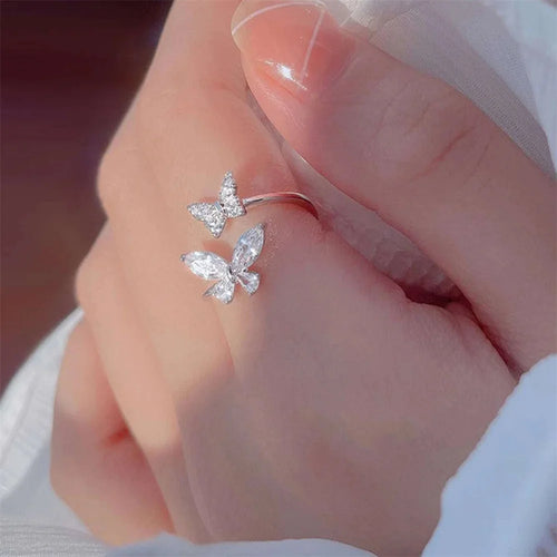 Open Butterfly Ring – Adjustable Silver